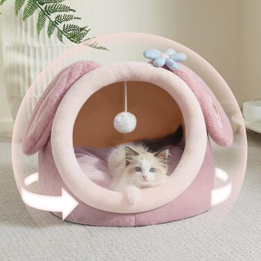 Будиночок для котів Jiupety, котяча лежанка M (38x37x32 см), кошик з нековзким дном і знімною подушкою, синій