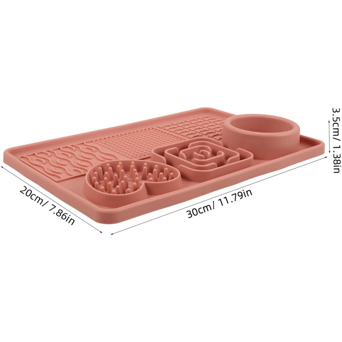 Килимок для собак та котів Silikon Slow Feeder з присоскою, рожевий, великий. Килимок для сповільнення годування та покращення травлення для домашніх тварин