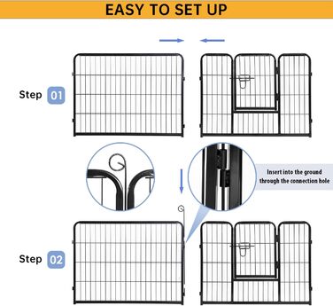 Металевий вольєр для собак BestPet з дверима, 32 панелі, розміри: 61x81,3x101,6 см
