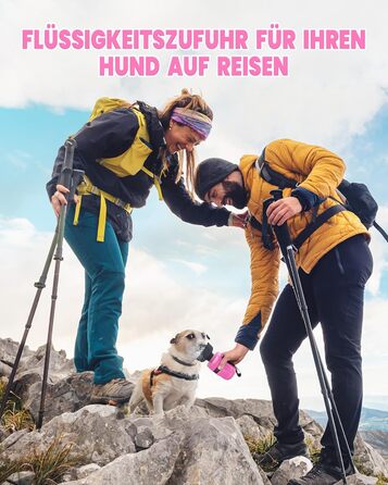 Складана пляшка для води для собак Lesotc, 520 мл, рожева - витоки виключені, для прогулянок, подорожей та кемпінгу