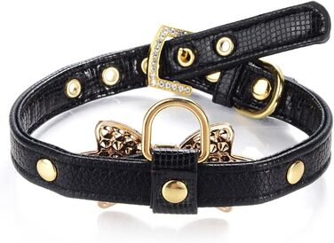 Нашийник шкіряний для собак та котів, регульований, розмір XS, рожевий (S, чорний)