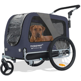DOGGYHUT® Преміум великий велосипедний причіп для собак 2 в 1 / візок-бігун для собак / причіп для собак великий, 270 літрів, для собак середніх та великих порід до 35 кг, зелений/чорний (синій/чорний)