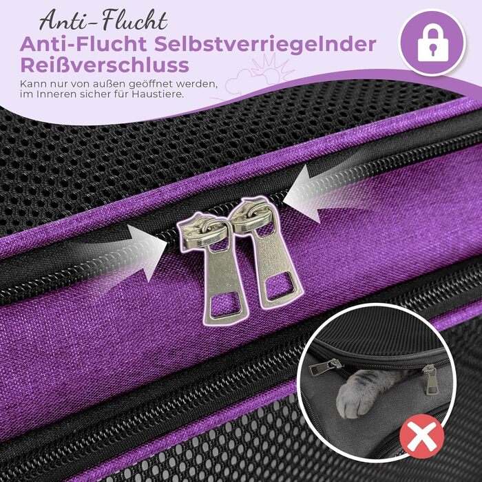Транспортна сумка для кота та собаки, переноска для собак, складана переноска для котів, портативна переноска для тварин, 5 кг, для середніх собак та котів (Зелений, фіолетовий)
