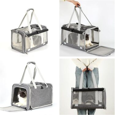Транспортна сумка для котів та собак до 8 кг, сірого кольору. Зручна, дихаюча, з ремінєм через плече та надійними застібками. Ідеально для подорожей, ветеринара, авто та літака.