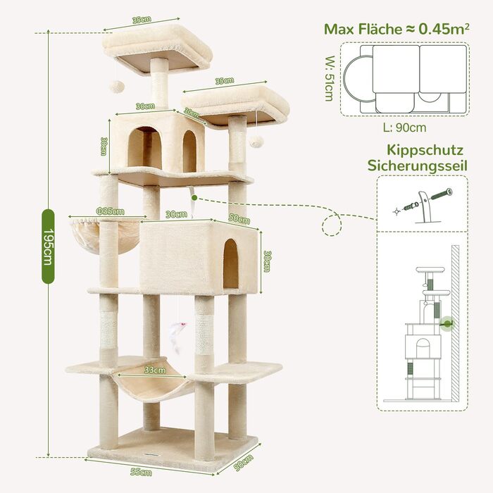 Котячий будиночок Globlazer Kaktus XXL 195 см: будиночок, лежанка, гамак, когтеточка для котів