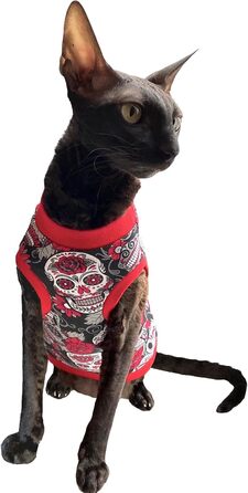 Футболка Kotomoda Sphynx для котів Sphynx, червоний череп (XS)