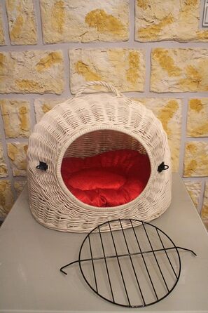 Транспортний кошик для котів, котяча печерка, кошик з плетіння лози з подушкою