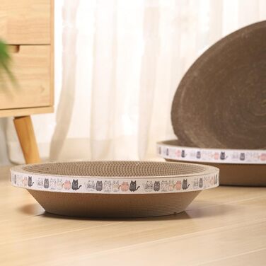 Котячі дряпки, овальні килимки-дряпки для котів, лежанка-чаша, гофрокартон для котів, меблі для дряпання котів для диванів та килимів (великий круглий розмір (діаметр 45 см, висота 9 см))