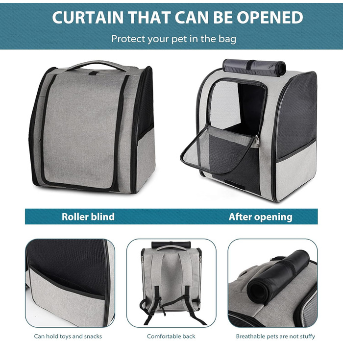 Рюкзак для собак та котів PETCUTE: зручний та дихаючий, сірий колір