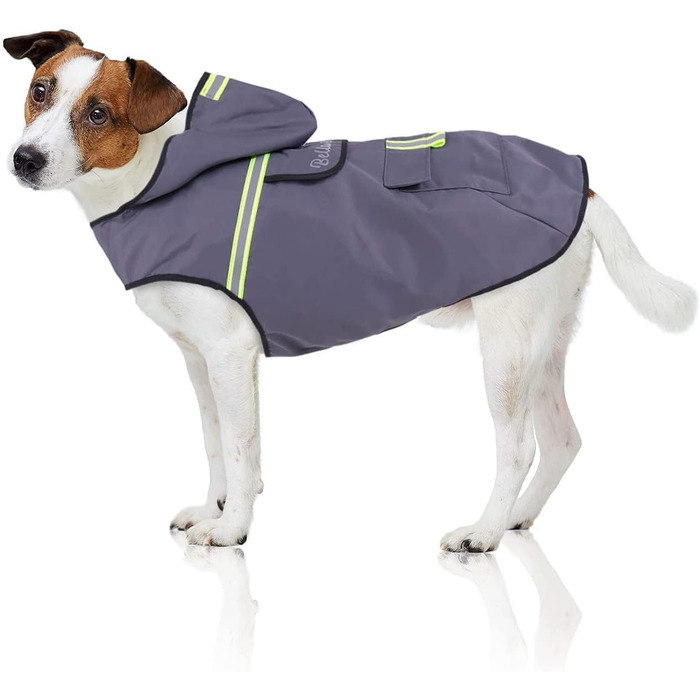 Водонепроникний дощовик для собак Bella & Balu з капюшоном та світловідбиваючими елементами (XS, Сірий)