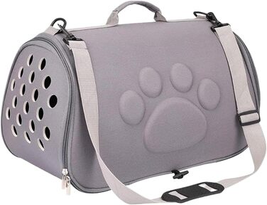Сумка для кота з плечовим ременем | Сумка-переноска для цуценят для подорожей - для поїздок, походів, літаків, кемпінгу, щоденних поїздок, до ветеринара, міста та подорожей з рюкзаком (Сірий, L)