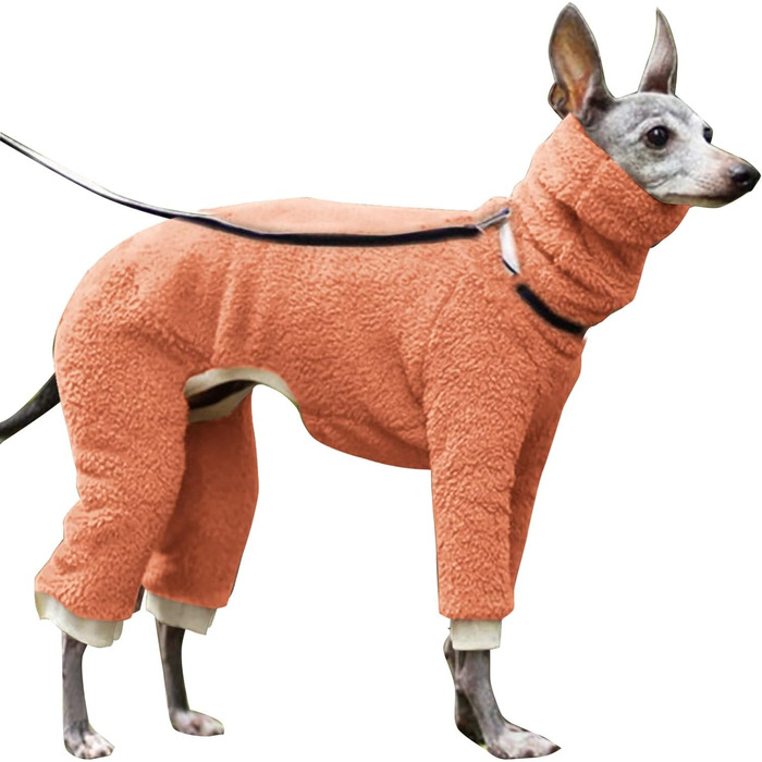 Зимовий комбінезон для собак – теплий флісовий костюм з принтом грейхаунд, високий комір, одяг для чотирилапих афганців (B, XXL)