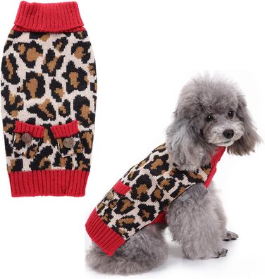 Пуловер для собак Класичний леопардовий принт, тепла куртка для собак на осінь/зиму, розмір XL