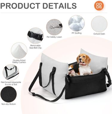 Автокрісло для собак Cinnani - зручне та безпечне автокрісло для маленьких собак з кишеньками та знімним килимком