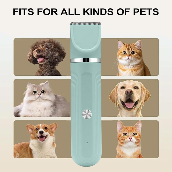 Триммер для собак | Набір для догляду за собаками 4-в-1 | Акумуляторна регульована ножиці для цуценят вдома, зелений