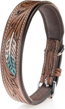 Стильний шкіряний нашийник для собак Джек Рассел від Unikat: ручна робота, м'який, багатокольоровий, з натуральної шкіри буйвола, XL (48-58 см)