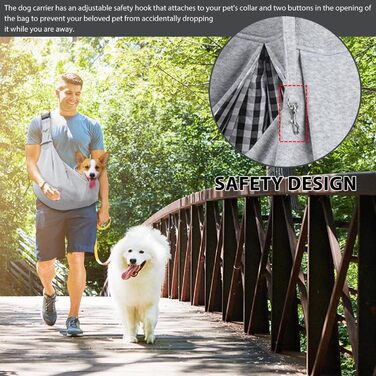 Сумка-переноска для собак, регульований плечовий ремінь, переноска для домашніх тварин, для маленьких собак та котів, для прогулянок, вантажопідйомність до 7.5 кг (Сіра)