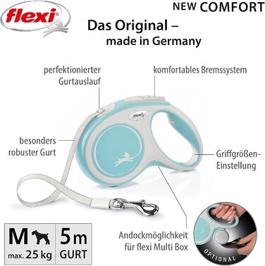 Рулетка для собак Flexi New Comfort, M, 5 м, блакитна