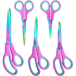 Набір ножиць CCR: 5 шт., нержавіюча сталь з титановим покриттям, зручна ручка, для дому, офісу та школи