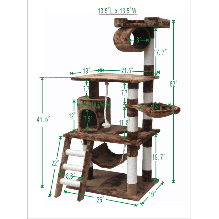 Дряпка для котів Go Pet Club, 157 см, коричнева, модель F68