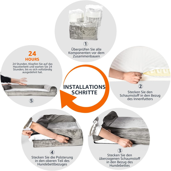 Софа-ліжко для собак Amazon Basics XL U-подібної форми, 112 x 89 x 20 см, бежева