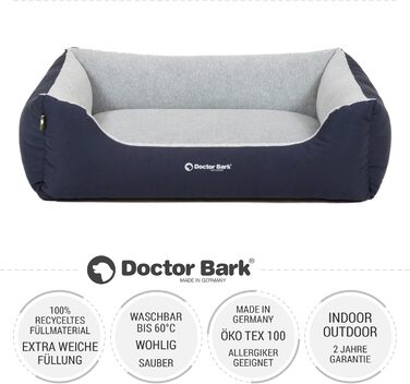 Ліжко для собак Doctor Bark Kleine Hunde - Корзина для собак М'яка та пухнаста - Миється, зносостійка, затишна - Виготовлено в Німеччині - GreenLabel (M - 86x65 см, Королівський синій)