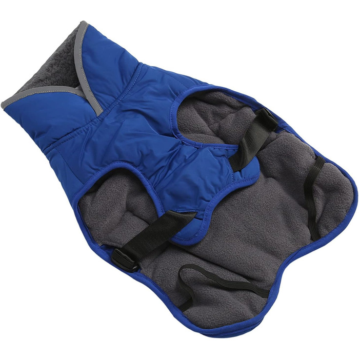 Теплий зимовий одяг для собак, куртка для собак, плюшевий нашийник з нейлону для маленьких та середніх собак з світловідбиваючим дизайном (Блакитний, L)