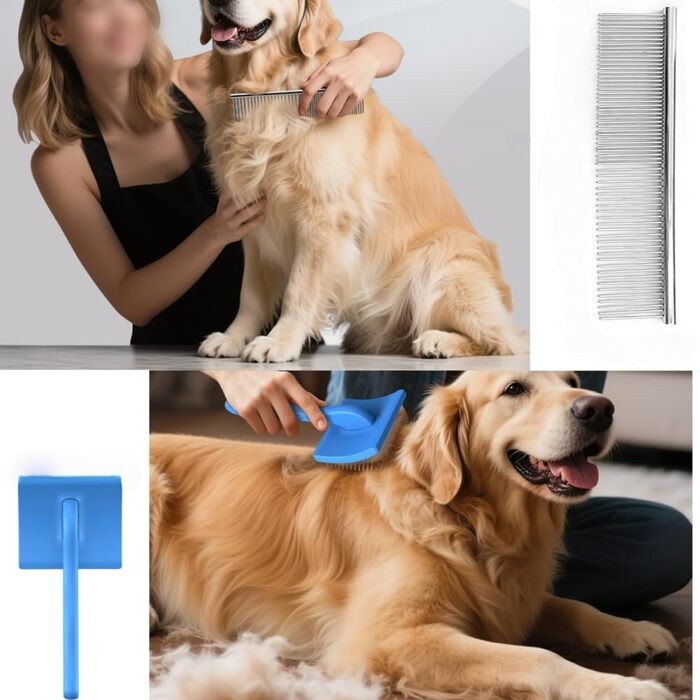 Професійна щітка для грумінгу собак та домашніх тварин (2 шт.), для довгого та кучерявого хутра, видаляє підшерсток, Goldendoodle