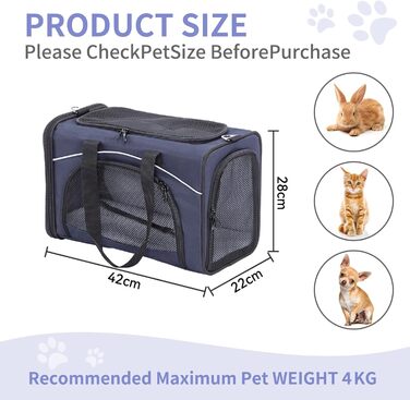 Транспортна сумка Petsfit для котів та собак | Авіапереліт, автомобіль, поїзд | Маленька, синьо-блакитна