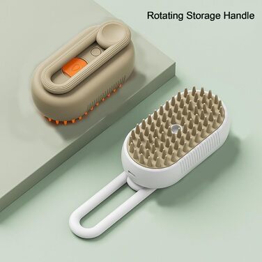 Парова щітка для котів Katzen від бренду Katzen, для довгошерстих котів, з функцією масажу та розпилення води, 360° поворотний насадка (біла)