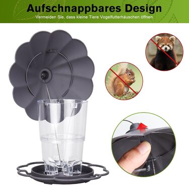 Кормушка для птахів на підвіску, 820мл, сіра. Складана годівниця для птахів, вологостійка, з пластику, для балкона та саду