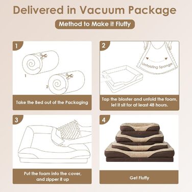 Ортопедичне ліжко для собак великих порід EHEYCIGA, 106x76x18.5 см, з піною з пам'яті, миється, водонепроникне, коричневе