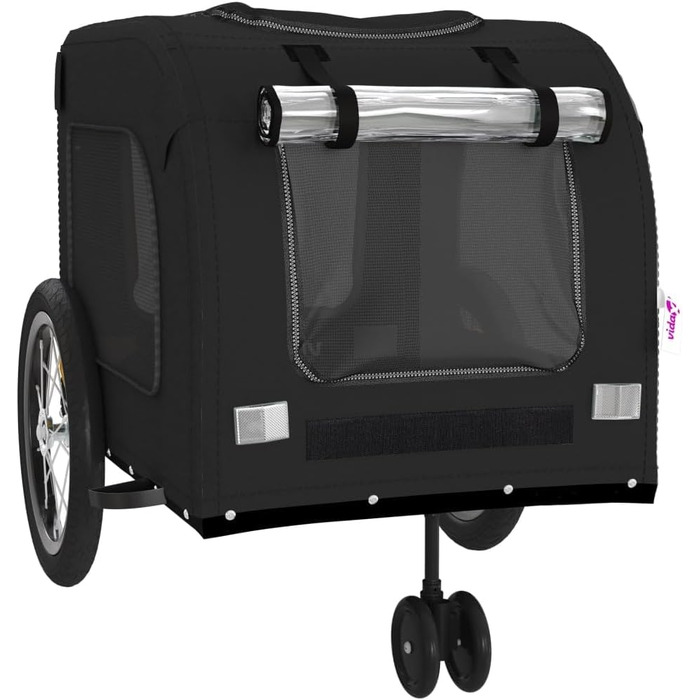 Причіп для собак Fasba: міцний, з відбивачами та прапорцем, для собак та котів, чорний, Oxford-Gewebe, сталь