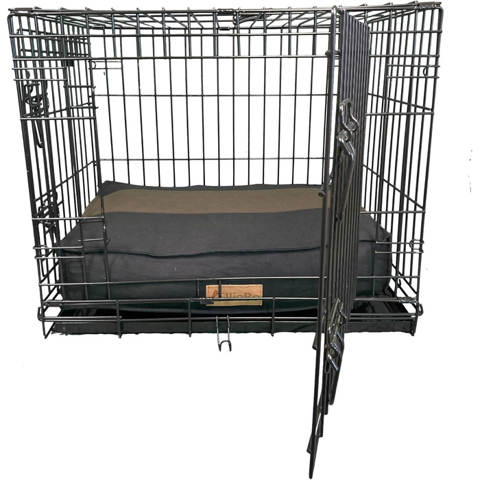 Ліжко для собак Ellie-Bo середнього розміру 71 x 48 x 10 см, смугастий дизайн чорного та коричневого кольорів, підходить для клітки 76,2 см