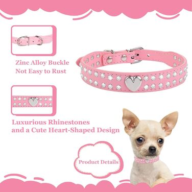 Нашийник для собак та котів Suiecuor, 4 шт., з блискітками, рожевий, S