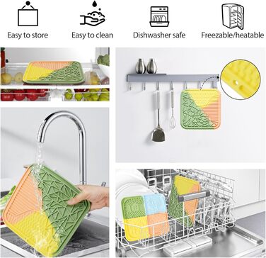 Силіконовий килимок для лизання собак та котів з присосками, багатокольоровий, для цуценят, уповільнює годування, знімає тривогу під час купання та тренувань