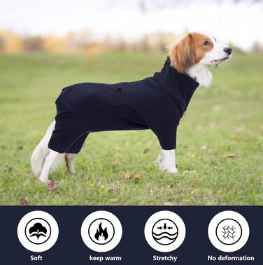 Теплий флісовий халат для собак, цільнотіла куртка на чотирьох ногах, регульований пуловер на блискавці, зимовий одяг, ідеально підходить для собак в приміщенні та на вулиці, для маленьких, середніх та (XL, блакитний)