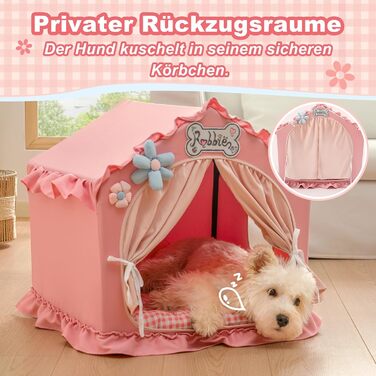 Будка для собак Jiupety, рожева, для дому, 43x43x43 см, складана, для собак 4-9 кг