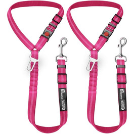 Безпечний автомобільний ремінь для собак 2-в-1, повід та фіксатор, кріплення до підголівника. Регульований, міцний, відбиваючий, простий у використанні, рожевий, 2 шт.