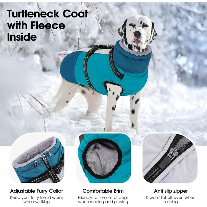 Теплий зимовий одяг для собак SUNFURA: водонепроникна куртка з інтегрованим шлейкою, флісова підкладка, для маленьких собак (чіхуахуа, мальтізер), XS, великий розмір, блакитний колір, модель Getaway Solids
