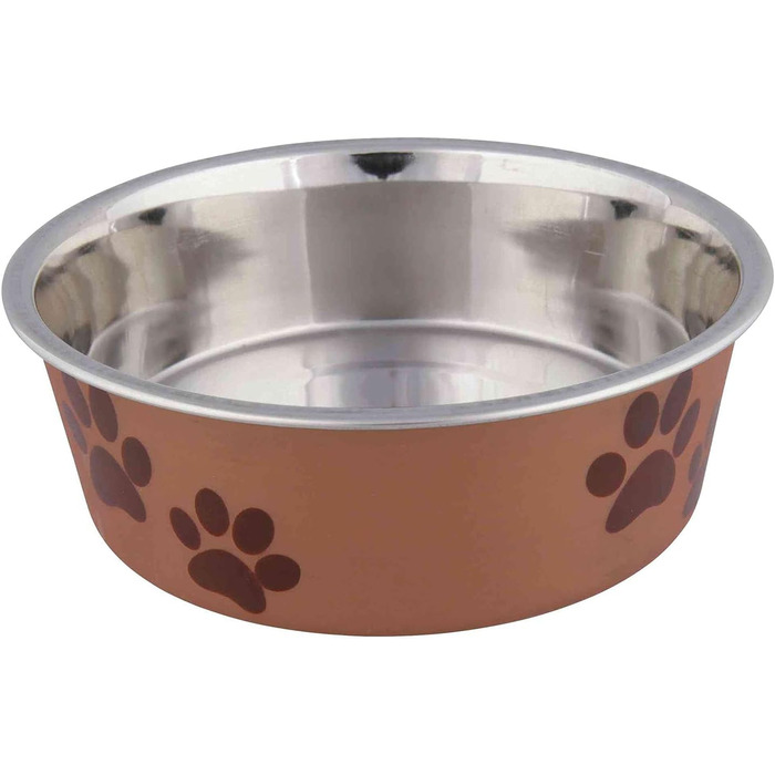 Миска для тварин TRIXIE з нержавіючої сталі з пластиковим покриттям, об'єм 2.2 л, діаметр 23 см, висота 8 см, різні кольори, 1 шт.