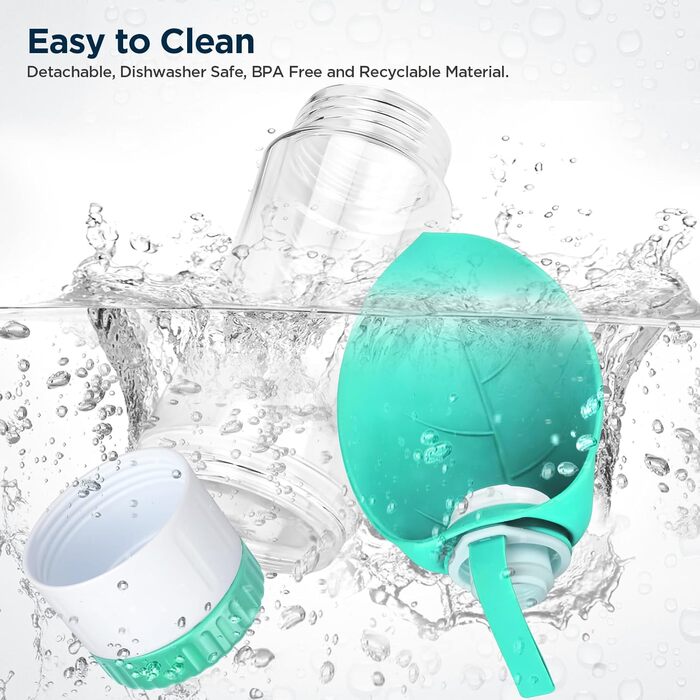 Водяна пляшка для собак Uppetly з мискою, 590 мл, блакитна, BPA-free