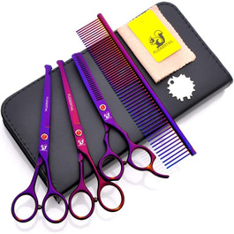 Набір професійних ножиць для грумінгу домашніх тварин 4,5-6,5 дюймів, з нержавіючої сталі, безпечні закруглені кінчики, для салону та дому