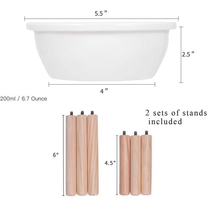 Підвищений годівниця для котів з підставкою, бамбукова підставка з 3 мисками (кераміка/нержавіюча сталь), неслизькі та знімні ніжки