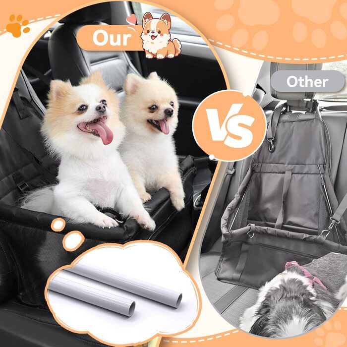 Автомобільний лежак для собак, чорний, 40x32x24 см, Oxford, дихаючий, знімний, для собак та котів