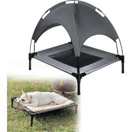 Підвищене ліжко для собак UISEBER 92x76x92 см, Outdoor з дахом, для великих собак до 50 кг, водонепроникне, сіре + чорне
