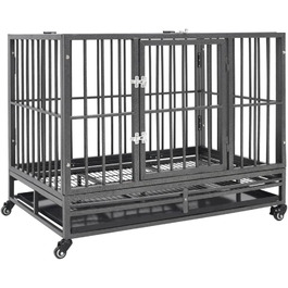 Клітка для собак з колесами vidaXL, сталева, 102x72x85 см, транспортна переноска