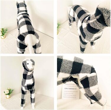 Теплий флісовий комбінезон для собак на зиму, повне покриття тіла, для маленьких, середніх та великих собак (L, чорний/білий)