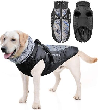 PETCUTE Водонепроникний зимовий одяг для собак, тепла куртка для маленьких та середніх собак, з кріпленням для повідка, 6XL, блакитний