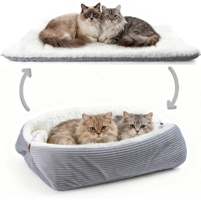 М'яке ліжко для котів, 60x45 см, плюшеве, для маленьких собак та котів, 2-в-1, ліжко-подушка, ковдра, ліжко-гніздо, L:91x71 см